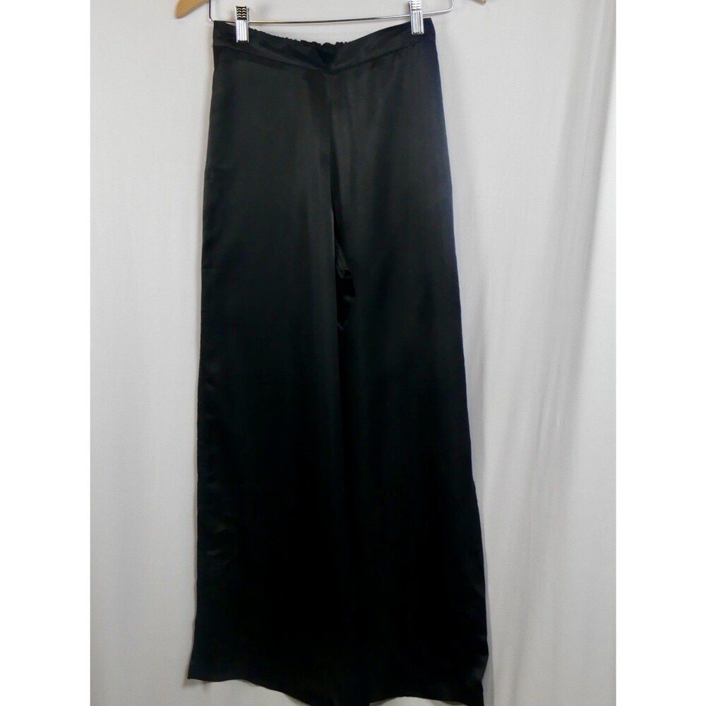 Athleta Cool Calm Wide Leg Satin Pants Women's XS Black Pull On Lounge City
